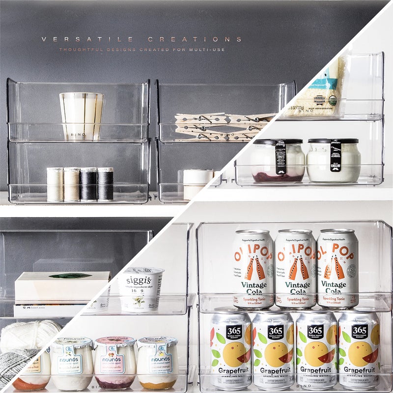 BINO | Stackable Plastic Storage Bins, Large | THE MYRIAD COLLECTION | Multipurpose Bins | Pantry Organizers And Storage | Home Organization Containers | Clear Plastic Fridge Bin | Freezer Organizer - Image 4
